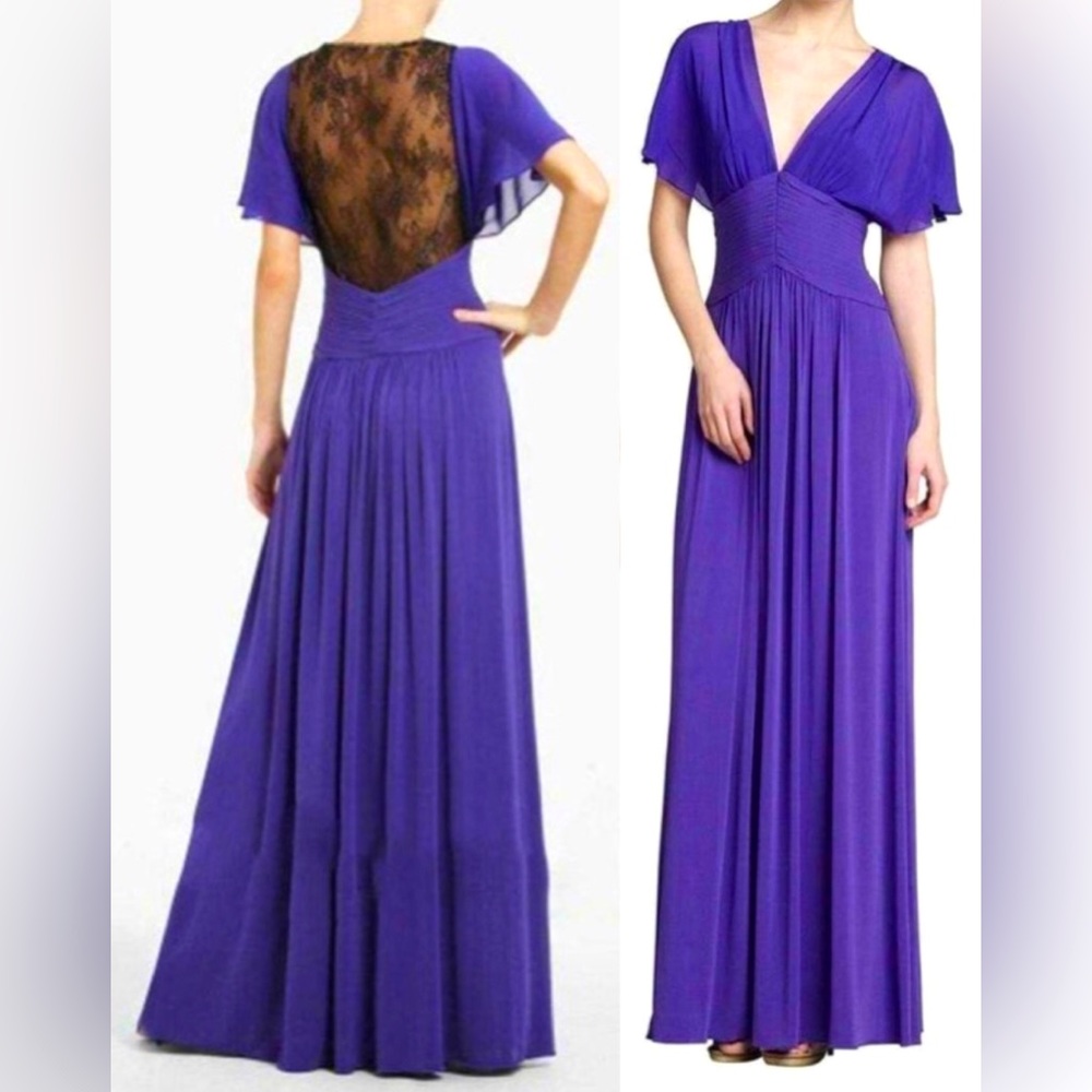BCBGMAXAZRIA Liz Purple Lace Back Formal Gown Size S